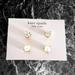 Kate Spade Jewelry | Kate Spade Rise & Shine Stud Earrings Set 2 Pair Gold Tone Glass Pearls Cz | Color: Gold/White | Size: .36"