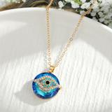 Anthropologie Jewelry | Evil Eye - Blue Topaz & 14k Gold Plated Necklace 18” Chain | Color: Blue/Gold | Size: 18”