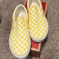 Vans Shoes | Classic Van Slip On Yellow Checkered | Color: White/Yellow | Size: 5