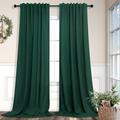 Pitalk Hunter Green Linen Blend Curtains Sheer Back Tab 52 Inch Width by 84 Inch Length