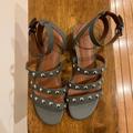 Coach Shoes | Coach Never Worn Grey Studded Ankle Strap Sandal. Low Wedge 1 Inch Heel | Color: Gray | Size: 6