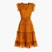 J. Crew Dresses | J. Crew Point Sur Flutter Sleeve Pom Pom Dress | Color: Orange/Yellow | Size: 0