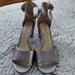 Jessica Simpson Shoes | Euc Jessica Simpson Sherron Open Toe Ankle Strap Heeled Sandal Gunmetal Sz 8 | Color: Gray/Silver | Size: 8