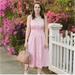 Madewell Dresses | Madewell Pink Fleur Bow Back Dress Button Front Long Sleeveless Maxi Dress 14 | Color: Pink | Size: 14