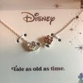 Disney Jewelry | Disney Fine Silver Plated Beauty & The Beast Necklace. | Color: Silver | Size: Os