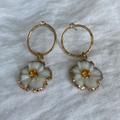 Anthropologie Jewelry | Anthropologie Daisy Drop Earrings | Color: Gold/White | Size: Os
