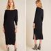 Anthropologie Dresses | Anthropologie Shea Ribbed Midi Sweater Dress Boatneck Balloon Sleeve Black Small | Color: Black | Size: S