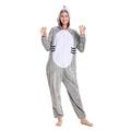 Funivals Unisex Animals Costume Adult，Plush Hooded Animals Onesie Homewear Adults，Halloween Christmas Jumpsuit Women & Men (Shark, Adult M)