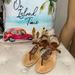 Coach Shoes | Coach Dylan Brown Leather Wedge Sandals Size 7 Excellent Condition | Color: Brown/Gold | Size: 7