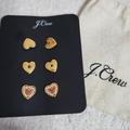 J. Crew Jewelry | J. Crew Stud Studs Earrings Set Of 3 Heart Shaped Af031 Gold Tone | Color: Gold | Size: Os