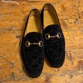 Gucci Shoes | Mens Gucci Monogram Loafers Black & Bronze Horsebit Leather And Velvet 10.5 | Color: Black/Gold | Size: 10.5