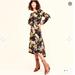 Anthropologie Dresses | Kachel X Anthropologie Tea For Two Dress Midi Floral Long Sleeve 4 | Color: Black/Cream | Size: 4