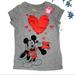 Disney Shirts & Tops | Disney Girls Sequin Heart Mickey & Minnie Short Sleeve T-Shirt | Color: Gray/Red | Size: Xs (4/5) Girls