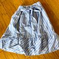 J. Crew Skirts | J By J Crew A Line Skirt Size 0 Blue White Striped Ruffle Hem Tie Belt Zip Back | Color: Blue/White | Size: 0