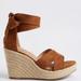 Torrid Shoes | Lace-Up Espadrilla Wedge Torrid Faux Suede Platform. | Color: Brown/Tan | Size: 9