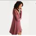 American Eagle Outfitters Dresses | American Eagle Sz S Dress Mauve Lace Shoulder Open Back Deep V-Neck Long Sleeve | Color: Pink | Size: S