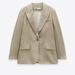 Zara Jackets & Coats | Blazers | Womens Zara Straight Cut Linen Blazer Light Mink | Color: Cream | Size: M