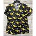 Disney Tops | Disney Aladdin Genie Lamps Golden Teapots M Gray Black Scrub Top | Color: Black/Gold/Gray | Size: M