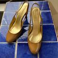 J. Crew Shoes | J. Crew Patent Sling Back High Heel W/Round Toe In Camel Color - Sz 6 | Color: Tan | Size: 6