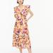 J. Crew Dresses | J. Crew Collection Ruffle-Sleeve Midi Dress In Curly Floral Pattern | Color: Orange/Purple | Size: S