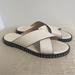 Coach Shoes | Coach Leather Studded Crisscross Slip On Slide Sandals | Color: Cream/White | Size: 8
