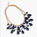 J. Crew Jewelry | J. Crew Navy Blue And Gold Teardrop Chain Necklace | Color: Blue/Gold | Size: Os