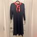 J. Crew Dresses | J.Crew Navy Sweater Dress With Neck Tie- Small | Color: Blue/Red | Size: S