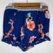 Anthropologie Shorts | Anthropologie Meraki Blue Floral Sheer Ruffle Shorts Elastic Pull On Waist | Color: Blue | Size: L