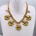J. Crew Jewelry | J. Crew Vintage Gold Tone Resin & Crystals Floral Statement Necklace | Color: Gold/Tan | Size: Os
