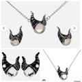 Disney Jewelry | Disney Villians Maleficiant Necklace And Earrings New | Color: Black/Silver | Size: Os