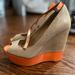 Jessica Simpson Shoes | Jessica Simpson "Carrack" Wedge Gently Used Size 8.5 | Color: Orange/Tan | Size: 8.5