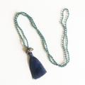 Anthropologie Jewelry | Beaded Elephant Pendant Necklace With Tassel / Bohemian Necklace | Color: Blue/Silver | Size: Os