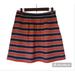 J. Crew Skirts | J Crew Navy Blue & Orange Striped Short Pleated Skirt Size 6 Front Pockets | Color: Orange | Size: 6