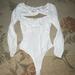 Free People Tops | Intimately Free People Ruched Front Cut Out Back Bodysuit | Color: White | Size: S