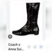 Coach Shoes | Coach Anna Sui Tristan Black Soft Patent Leather Over Calf Flat Boots | Color: Black | Size: 8