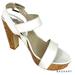 Michael Kors Shoes | Michael Kors Ivory Leather Ivana Cork Platform Heeled Sandals Sz 11 | Color: White | Size: 11