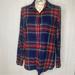 American Eagle Outfitters Tops | American Eagle Boyfriend Fit Plaid Flannel Button Up Shirt Size Medium | Color: Blue/Red | Size: M