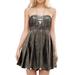 Free People Dresses | Free People Fit Flare Shattered Shine Strapless Dress Women’s Size Medium Nwt | Color: Black/Silver | Size: M