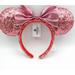 Disney Accessories | Disney/Parks Pink Minnie Mouse Bow Sequins Headband Ears | Color: Pink/Red | Size: Os