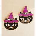 Torrid Jewelry | Halloween Black Cat Purple Witch Hat Statement Earrings Post Bejeweled Enamel | Color: Black/Purple | Size: Os