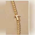 Anthropologie Jewelry | Anthropologie 14 K Gold Plated Monogram Chain Necklace Letter T | Color: Gold | Size: 18”(Letter