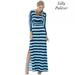 Lilly Pulitzer Dresses | Lilly Pulitzer Green And Blue Striped Long Sleeve Maxi Dress | Color: Blue | Size: Xs