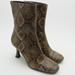 Free People Shoes | Free People Womens Brown Snakeskin Leather Kitten Heel Ankle Boots Booties Sz 38 | Color: Brown/Cream | Size: 8