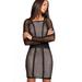 Free People Dresses | Free People Xs Mixed Mesh Bodycon Long Sleeve Casual Evening Party Dress | Color: Black | Size: Xs