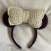 Disney Accessories | Handmade Crochet Burgundy And Creme Disney Ears Headband | Color: Cream/Red | Size: Os