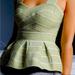 Anthropologie Tops | Anthropologie Hd In Paris Stripped Peplum Bandage Top | Color: Green | Size: L