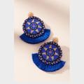 Anthropologie Jewelry | Anthropologie Havana Beaded Tassel Drop Earrings | Color: Black/Blue | Size: Os