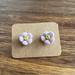 Urban Outfitters Jewelry | Dainty Purple Flower Earrings | Color: Purple/Yellow | Size: Os