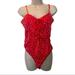 Zara Tops | New Zara Red Satin Star Lace Up Bodysuit Women's Sz L | Color: Red | Size: L