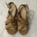 Jessica Simpson Shoes | Jessica Simpson Jaime Wedge Sandals Buff Ruby Tumbled Women’s Size 8.5 | Color: Tan | Size: 8.5